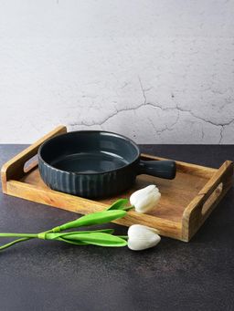 Simply Soho - Navy Blue Ceramic Dishwasher and Microwave Safe Serving Pan Handled Platter