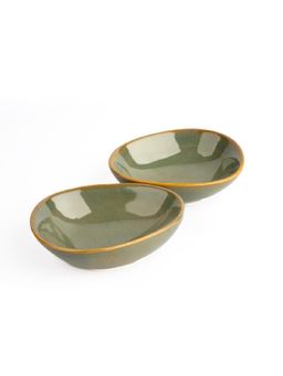 Simply Soho - Green handcrafted ceramic dip bowl (Pack of 2)