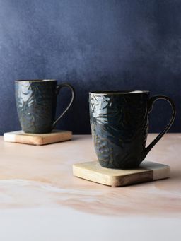 Simply Soho - Navy Blue Handcrafted Coffee Ceramic Mugs (Pack of 2)
