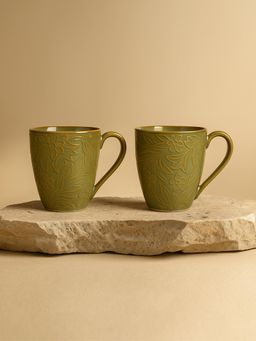 Simply Soho - Green Handcrafted Coffee Ceramic Mugs (Pack of 2)