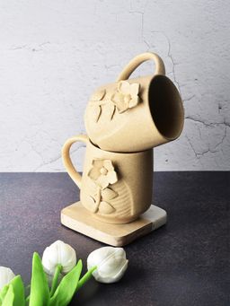 Simply Soho - Beige handcrafted ceramic Coffee Mugs (Pack of 2)