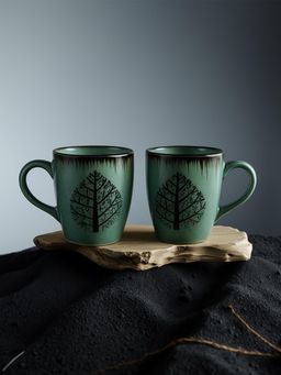 Simply Soho - Green Handcrafted Coffee Ceramic Mugs (Pack of 2)