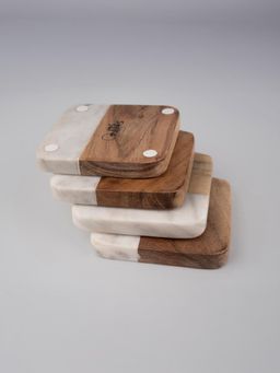 Simply Soho - handcrafted marble and wood coasters (Pack of 4)