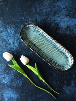 Simply Soho - Blue Ceramic Dishwasher and Microwave Safe Platter