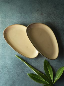 Simply Soho - Beige Ceramic Dishwasher and Microwave Safe Platter (Pack Of 2)