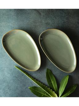 Simply Soho - River Pebble Handcrafted Microwave Safe Platter (Pack Of 2)