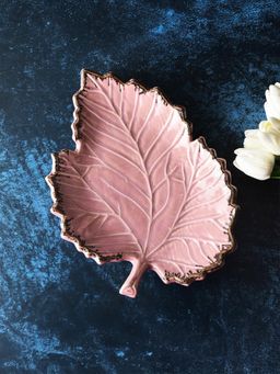 Simply Soho - leaf Shaped blush pink glaze Platter
