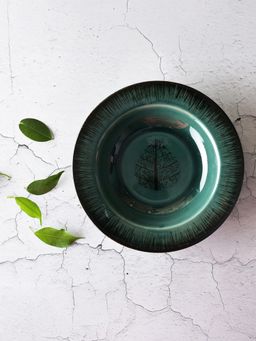 Simply Soho - handcrafted pasta Platter in a rich forest green glaze