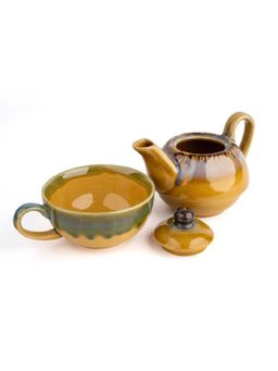 Simply Soho - Mustard handcrafted ceramic teapot and cup set