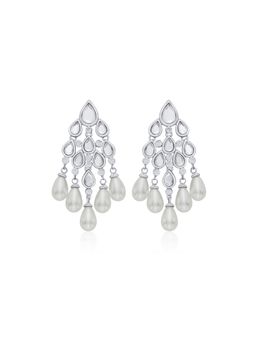 Isharya - Paradise Dew Pearl Chandelier Earrings In Silver