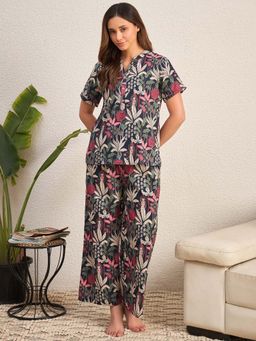 July Nightwear - Women Cotton Navy Blue Top & Pyjama