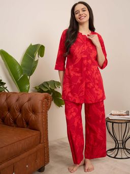 July Nightwear - Women Cotton Red Short Top & Pyjama