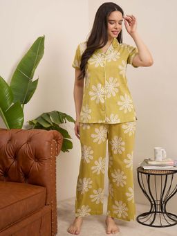 July Nightwear - Women Cotton Green Shirt & Pyjama