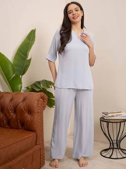 July Nightwear - Women Cotton Blue Top & Pyjama