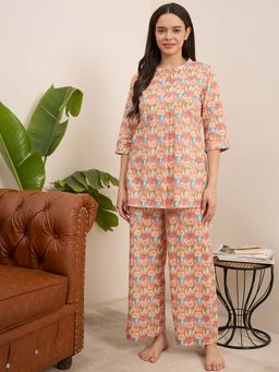 July Nightwear - Women Cotton Multi-Color Top & Pyjama