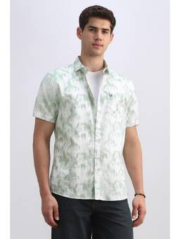 Allen Solly - Men Green Custom Fit Printed Half Sleeves Casual Shirt