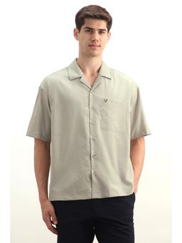 Allen Solly - Men Green Relaxed Fit Solid Half Sleeves Casual Shirt