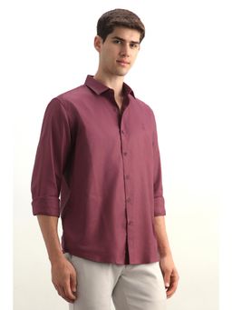 Allen Solly - Men Maroon Classic Fit Textured Full Sleeves Casual Shirt