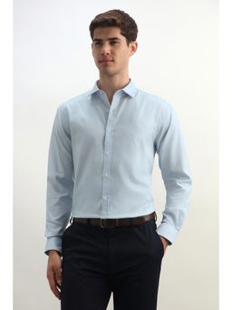 Allen Solly - Men Light Blue Textured Full Sleeves Formal Shirt