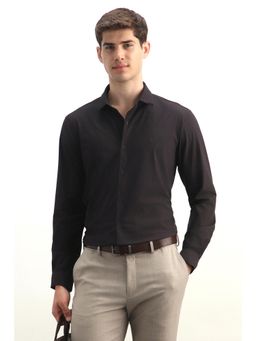 Allen Solly - Men Dark Brown Textured Full Sleeves Formal Shirt