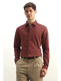 Allen Solly - Men Maroon Solid Full Sleeves Formal Shirt