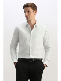 Allen Solly - Men White Stripe Full Sleeves Formal Shirt