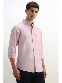 Allen Solly - Men Pink Classic Fit Solid Full Sleeves Casual Shirt
