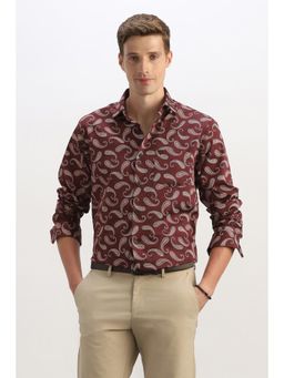 Allen Solly - Men Maroon Classic Fit Paisley Printed Full Sleeves Casual Shirt