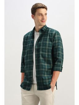 Allen Solly - Men Green Classic Fit Check Full Sleeves Casual Shirt