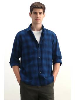 Allen Solly - Men Blue Classic Fit Textured Full Sleeves Casual Shirt