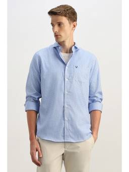 Allen Solly - Men Light Blue Classic Fit Check Full Sleeves Casual Shirt