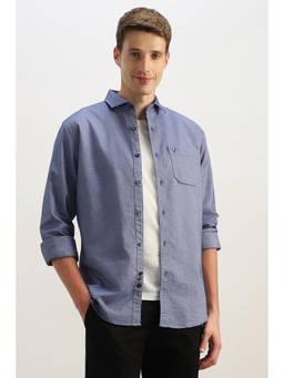 Allen Solly - Men Blue Classic Fit Textured Full Sleeves Casual Shirt