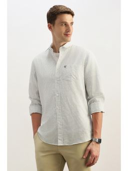 Allen Solly - Men White Classic Fit Stripe Full Sleeves Casual Shirt