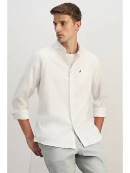Allen Solly - Men White Classic Fit Solid Full Sleeves Casual Shirt