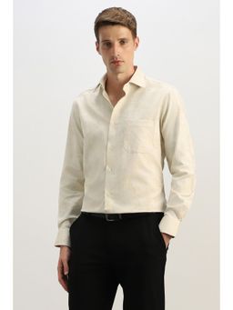 Allen Solly - Men Beige Textured Full Sleeves Formal Shirt