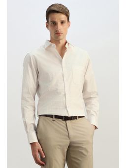 Allen Solly - Men Beige Check Full Sleeves Formal Shirt