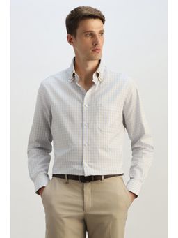 Allen Solly - Men Beige Check Full Sleeves Formal Shirt