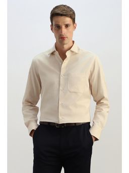 Allen Solly - Men Beige Textured Full Sleeves Formal Shirt