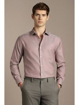 Louis Philippe - Men Mauve Classic Fit Solid Full Sleeves Formal Shirt
