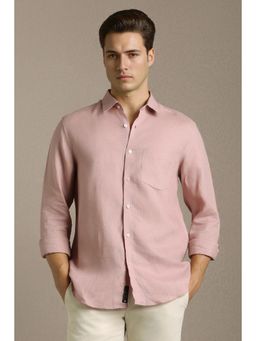 Louis Philippe - Men Pink Classic Fit Solid Full Sleeves Casual Shirt