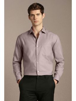 Louis Philippe - Men Mauve Classic Fit Solid Full Sleeves Formal Shirt