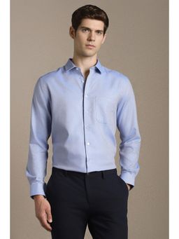 Louis Philippe - Men Light Blue Slim Fit Textured Full Sleeves Formal Shirt