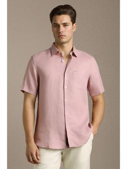 Louis Philippe - Men Pink Classic Fit Solid Half Sleeves Formal Shirt