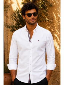 Louis Philippe - Men White Slim Fit Solid Full Sleeves Casual Shirt