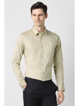 Peter England - Men Beige Slim Fit Shirt