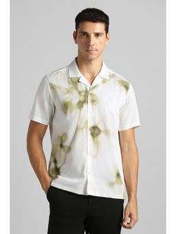 Simon Carter - Men White Printed Half Sleeves Casual Regular Collar Shirt