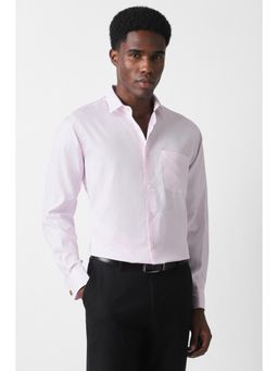 Van Heusen - Men Pink Regular Fit Textured Full Sleeves Formal Shirt
