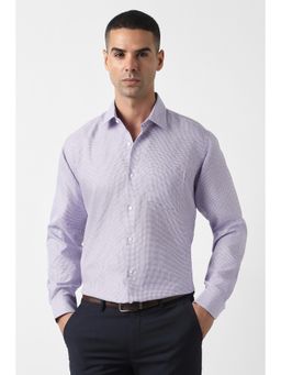 Van Heusen - Men Lilac Custom Fit Check Full Sleeves Formal Shirt