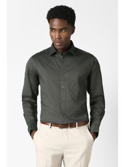 Van Heusen - Men Grey Custom Fit Solid Full Sleeves Formal Shirt