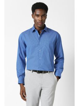 Van Heusen - Men Blue Custom Fit Check Full Sleeves Formal Shirt